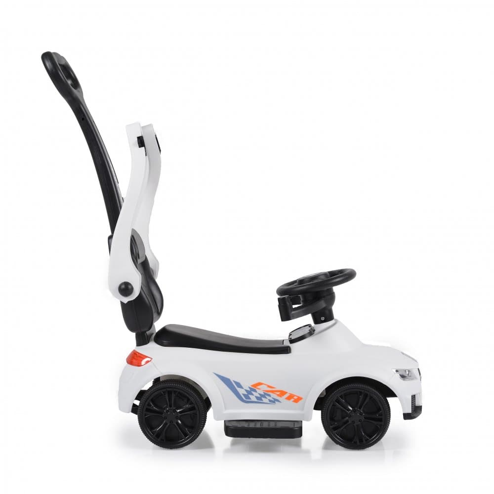 Masinuta copii de impins Moni Victory 2 in 1 White,cu maner parental detasabil,copertina,suport pentru picioare,spatiu pentru jucarii sub scaun,de la 3 ani,greutate maxima suportata 23 kg