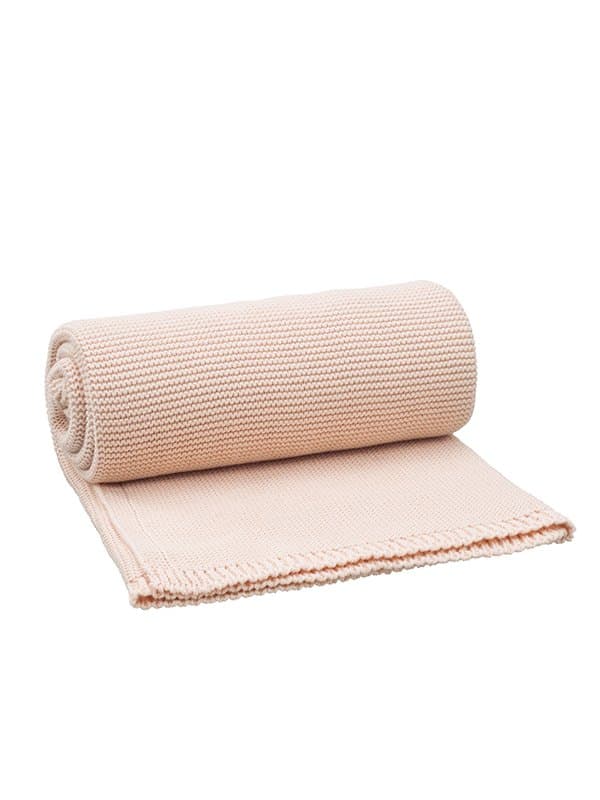 Patura impletita din bumbac organic 80x100 cm dusty pink