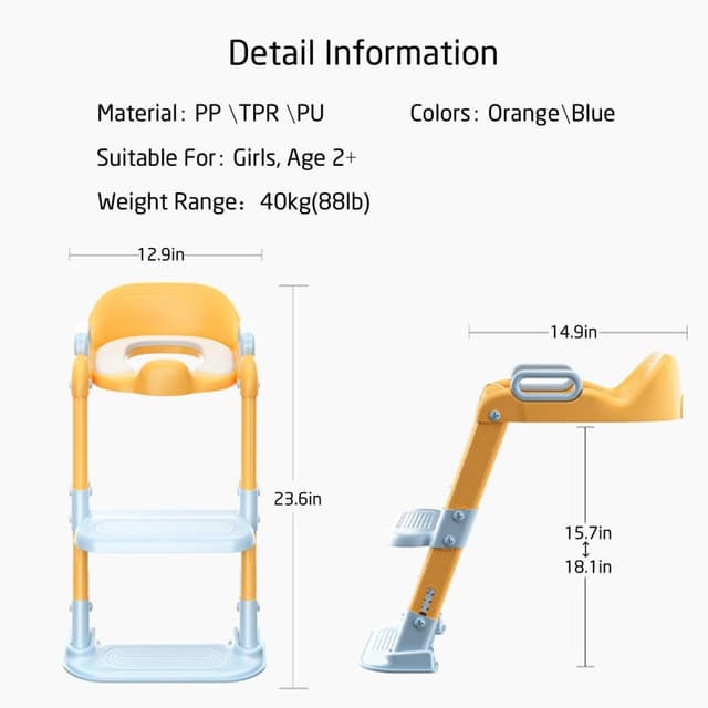 Reductor toaleta Little Mom Blue cu scarita, colac moale spuma PU, pliabil, portabil, reglabil doua nivele, suport lat pentru picioare, manere ergonomice, baza universala