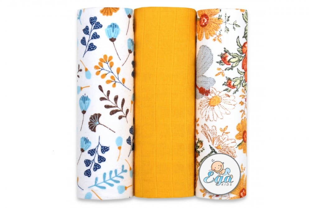 Set 3 scutece mix finet si muselina model Flowers