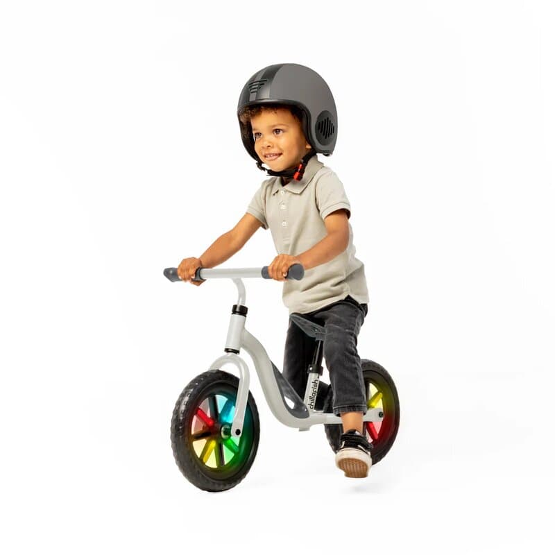 Bicicleta copii fara pedale Chillafish Charlie Glow Beige 10 inch, roti din spuma Eva, scaun reglabil de la 28-37 cm, ghidon ajutabil de la 47,6-50,4 cm, cadru usor, varsta recomandata 18-48 luni, spite stralucitoare