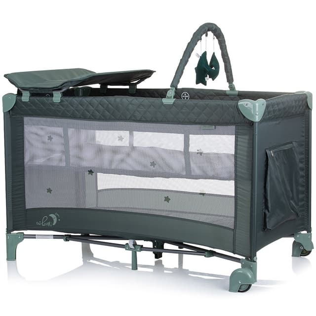 Patut pliabil cu saltea de infasat Chipolino Luna pastel green