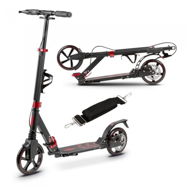 Trotineta pliabila WXM de oras cu frana pe maner red , ghidon reglabil din otel si aluminiu, cric, suport pentru sticla, greutate maxima 100 kg