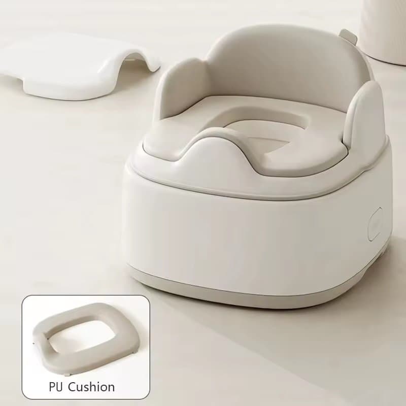 Olita pentru copii Little Mom, 3 in 1, adaptor moale din PU, vas colector detasabil, cu marginile rotunjite, dimensiune 36.5 x 33.5 x 28.8cm, Brown