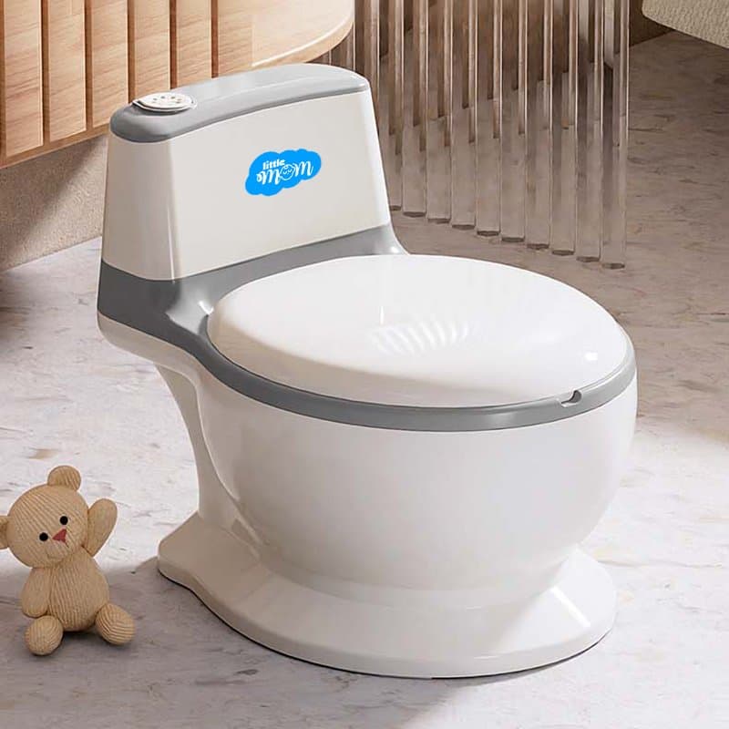 Olita tip minitoaleta Little Mom Green cu sunete, reductor moale din spuma, margini rotunjite, insert detasabil, capac rabatabil, varsta recomandat 1 an+