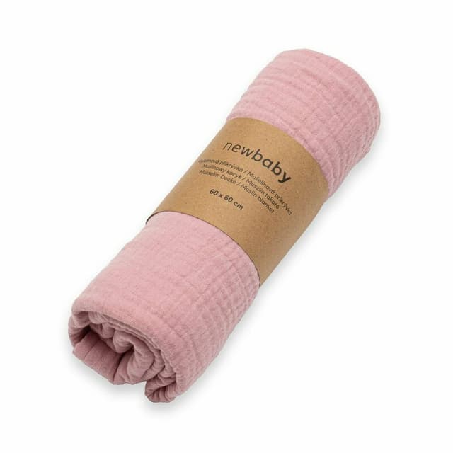 Paturica moale bebe New Baby cu multiple intrebuintari 60x60 cm din bumbac pink