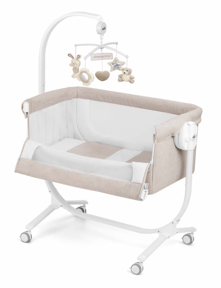 Patut Cullami Melange Beige co-sleeper 2 in 1 cu laterala culisanta, inaltime reglabila, 2 roti cu frana, standard European EN1130, EN16890