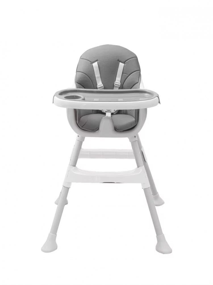 Scaun de masa Little Mom Modern Grey 3in1 cu cos pentru accesorii, tava dubla ajustabila, husa detasabila, inaltime reglabila
