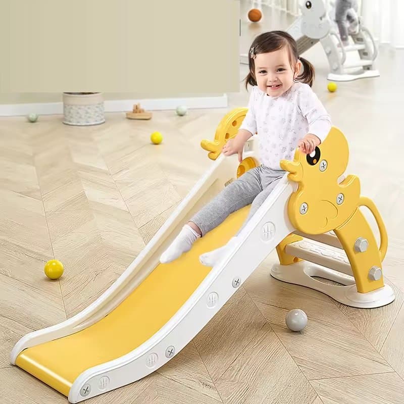 Tobogan pentru copii Nichiduta Garden Duck Yellow cu Margini rotunjite, Manere, Trepte late, Panta de alunecare neteda cu lungime 115 cm