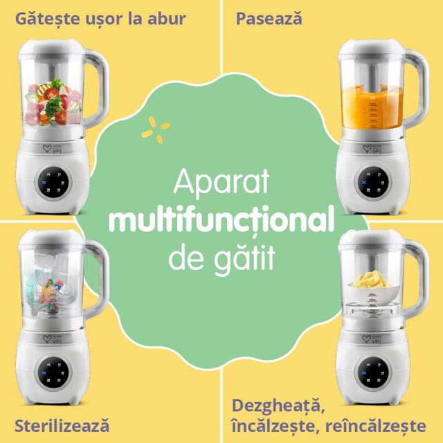 Aparat automat multifunctional de gatit cu aburi si blender 5 in 1 Easycare Baby
