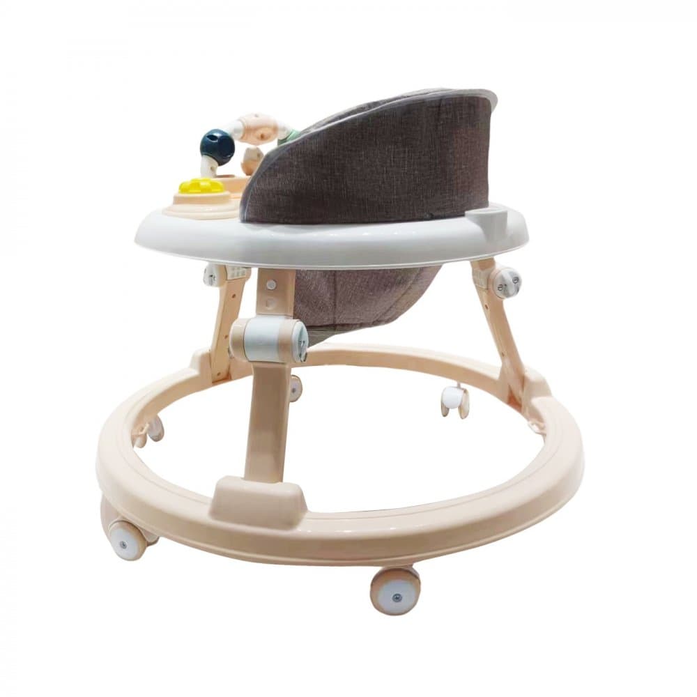 Premergator pentru copii Little Mom Pink educational, cu lumini si sunete, pliabil si ajustabil in inaltime, cu 6 roti silentioase, dimensiune 67 x 67 x 46 cm