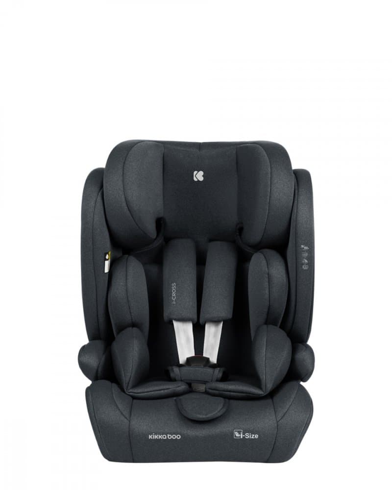 Scaun auto cu ISOFIX KikkaBoo i-Cross i-SIZE Dark Grey 76-150 cm,tetiera reglabila in 13 pozitii cu spuma de memorie,centura top tether,husa detasabila,perna reductor