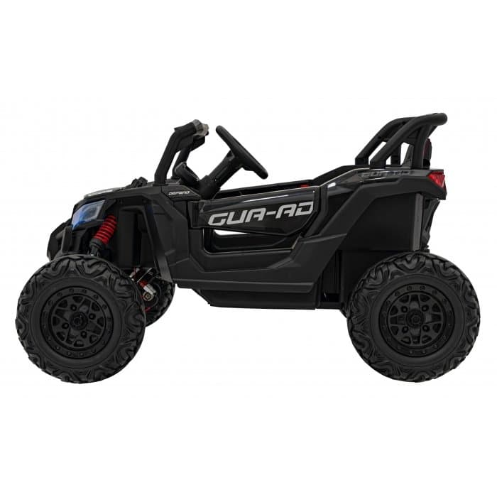Atv electric pentru copii Buggy Defend 106x75x59 cm negru 140W cu telecomanda 4 x 4, suspensii, sunete lumini, scaun piele, roti din spuma Eva si panou audio