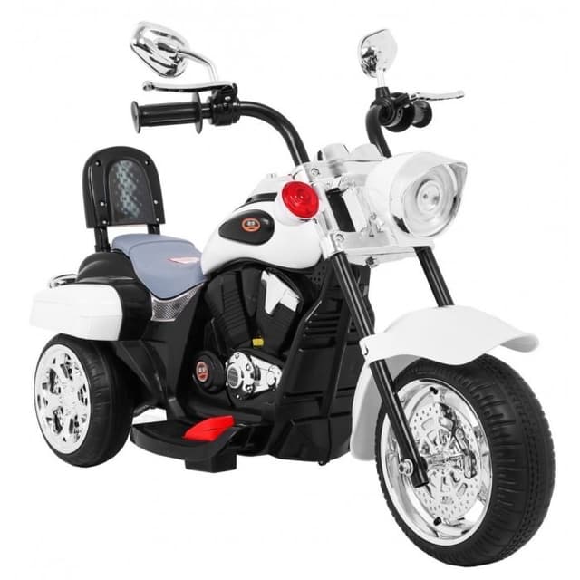 Motocicleta electrica pentru copii Chopper NightBike alb TR1501 cu lumini si panou audio, 92x34x63 cm