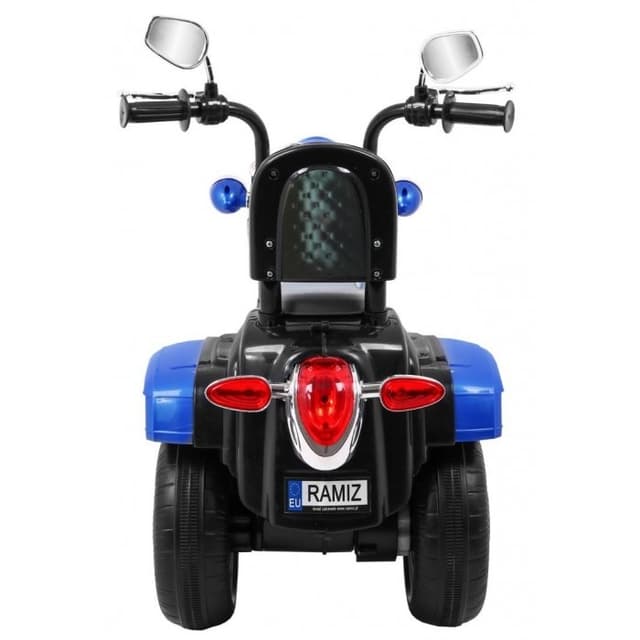 Motocicleta electrica pentru copii Chopper NightBike albastru TR1501 cu lumini si panou audio, 92x34x63 cm