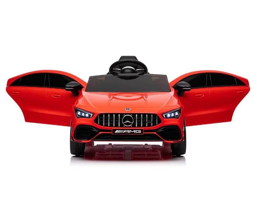 Masinuta electrica pentru copii Mercedes Benz CLA45 Red 70W cu echipare Premium si licenta, telecomanda, oglinzi retrovizoare, roti din spuma Eva si scaun din piele
