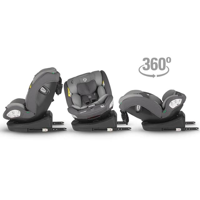 Scaun auto cu Isofix Coccolle Nyota Diamond Black 40-150 cm, i-Size, 4 pozitii inclinare, Rotire 360 cu o singura mana, Tetiera reglabila, Husa detasabila, Sistem antibasculare Top Tether, Pozitie somn, 0-12 ani