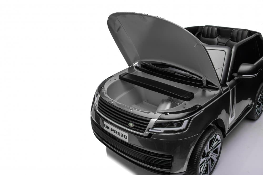 Masinuta electrica pentru copii Range Rover Painted Dark Grey 90W cu echipare Premium si licenta, oglinzi retrovizoare, deschidere usi, scaun piele, lumini si roti din spuma Eva