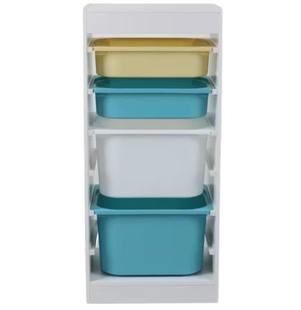 Organizator din PAL pentru copii Ginger Home Toy Shelf pentru jucarii si accesorii cu 4 cutii,40,8x30x90,3 cm