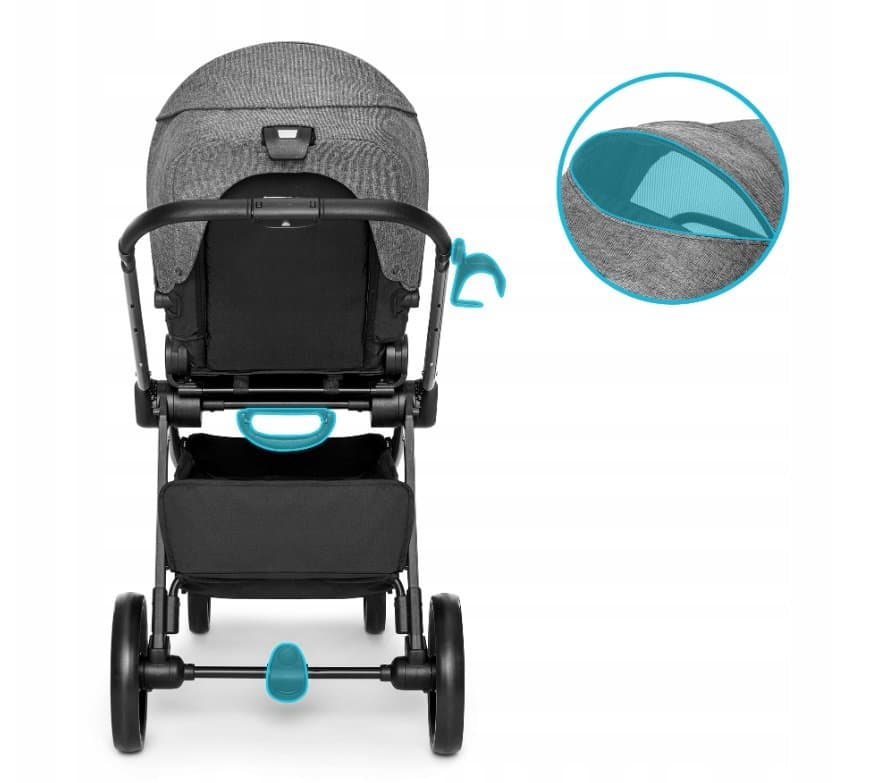 Carucior reversibil pentru copii, cu pliere compacta spatar si viziera reglabile Kidnort Isbjorn Grey pana la 22 kg, roti cu suspensii, accesorii incluse, suport pentru pahar