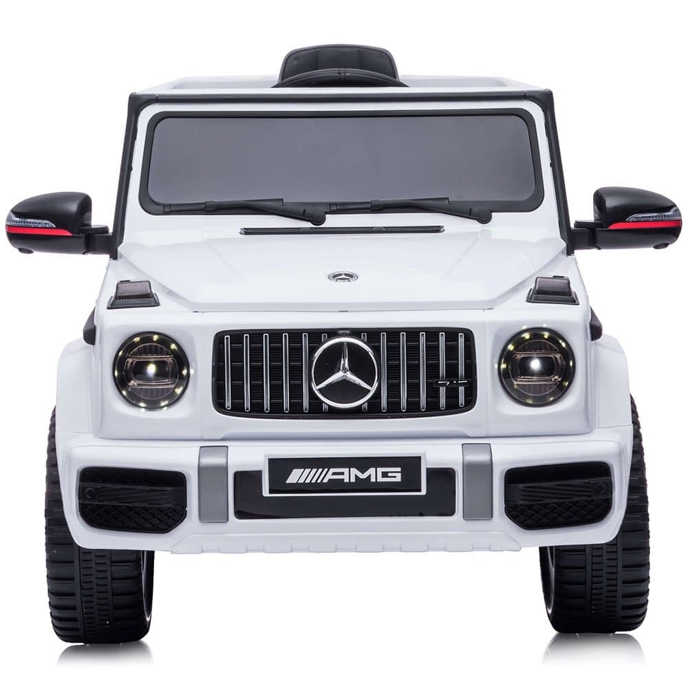 Masinuta electrica pentru copii Chipolino SUV Mercedes G63 AMG White 50W cu scaun din piele si roti EVA, Mp3 si Usb, deschidere usi, telecomanda si pornire la buton