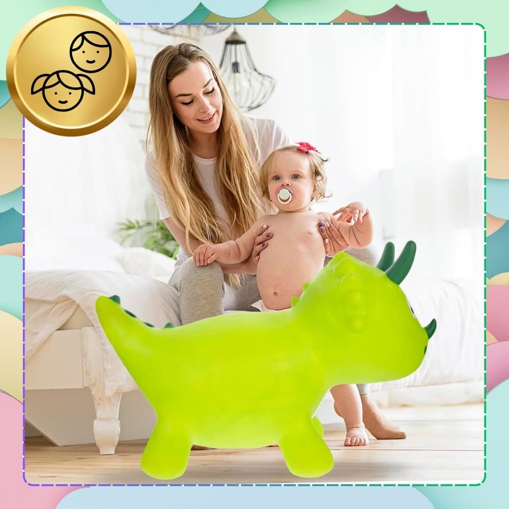 Jumper gonflabil pentru copii, NiceKids, cu pompa inclusa, design dinamic Green Dino
