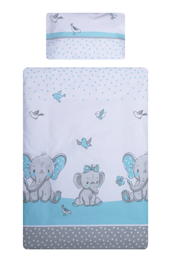 Lenjerie patut cu 7 piese 120x60 cm Elefant albastru