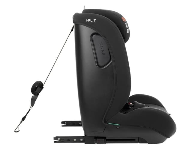 Scaun auto cu isofix KikkaBoo 76-150 cm i-Flit i-SIZE Black,conectori isofix telescopici,tetiera reglabila in 12 pozitii,perna reductor,ghidaj multi centura,SPS-sistem de protectie laterala,top tether,spatar reglabil