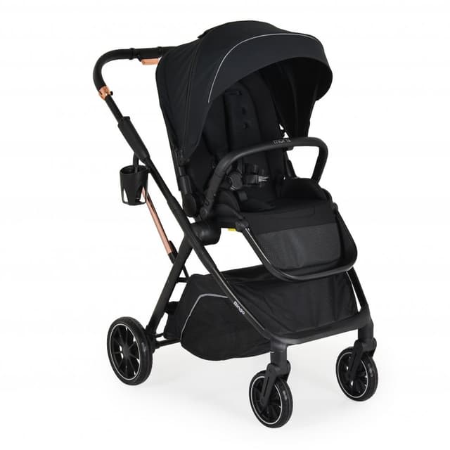 Carucior transformabil 2in1 Moni Bingo Anthracite cu sezut reversibil,pana la 4 ani sau 22kg,spatar reglabil,capotina XXL cu 4 sectiuni,pliere compacta cu unitatea scaunului,roti rezistente,husa picioare si geanta incluse