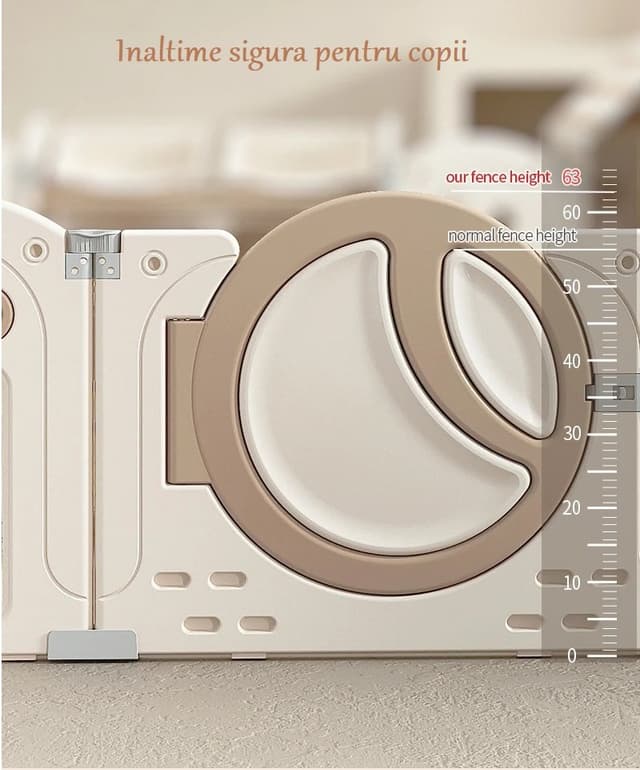Gardulet loc de joaca copii interiorexterior Nichiduta Garden 160x160 cm cu poarta de siguranta,joc cu inele,covoras din spuma 1cm grosime,100bile color,cos de baschet si mingie inclusa Moon Coffee