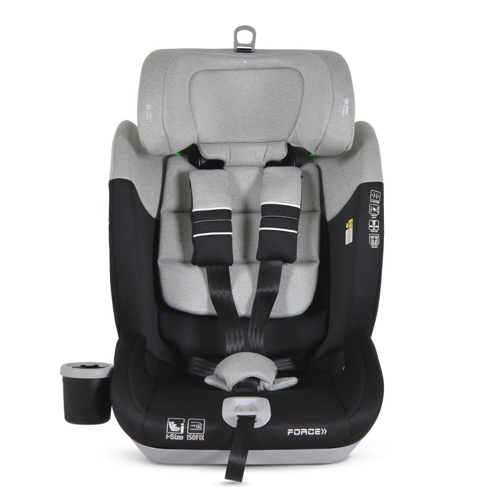 Scaun auto copii cu Isofix Cangaroo Force Grey I-Size 76-150 cm,centura de siguranta in 5 puncte,top tether,sistem protectie impact lateral SPS,tetiera reglabila 13 pozitii,husa detasabila,perna reductor,suport pahar inclus