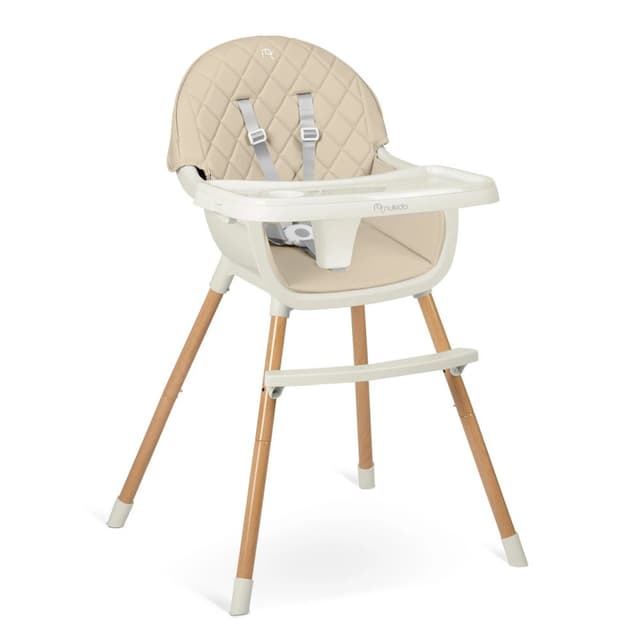 Scaun de masa multifunctional 3in1 pentru copii cu masuta reglabila si detasabila,husa din PU usor de curatat,suport picioare,transformabil in scaunel clasic Nukido Lilo Beige