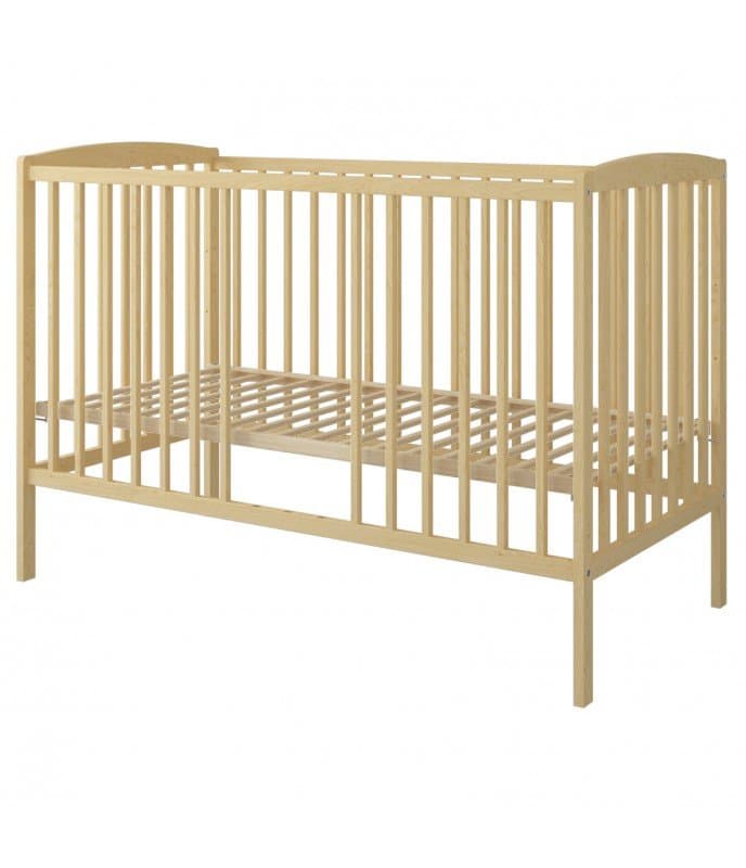 Set Patut din lemn pana la 4 ani cu somiera reglabila pe 3 nivele de inaltime Nichiduta 120x60 cm Grace Natur + Saltea cu husa detasabila din microfibra 10 cm grosime Nichiduta Cocos Comfort +