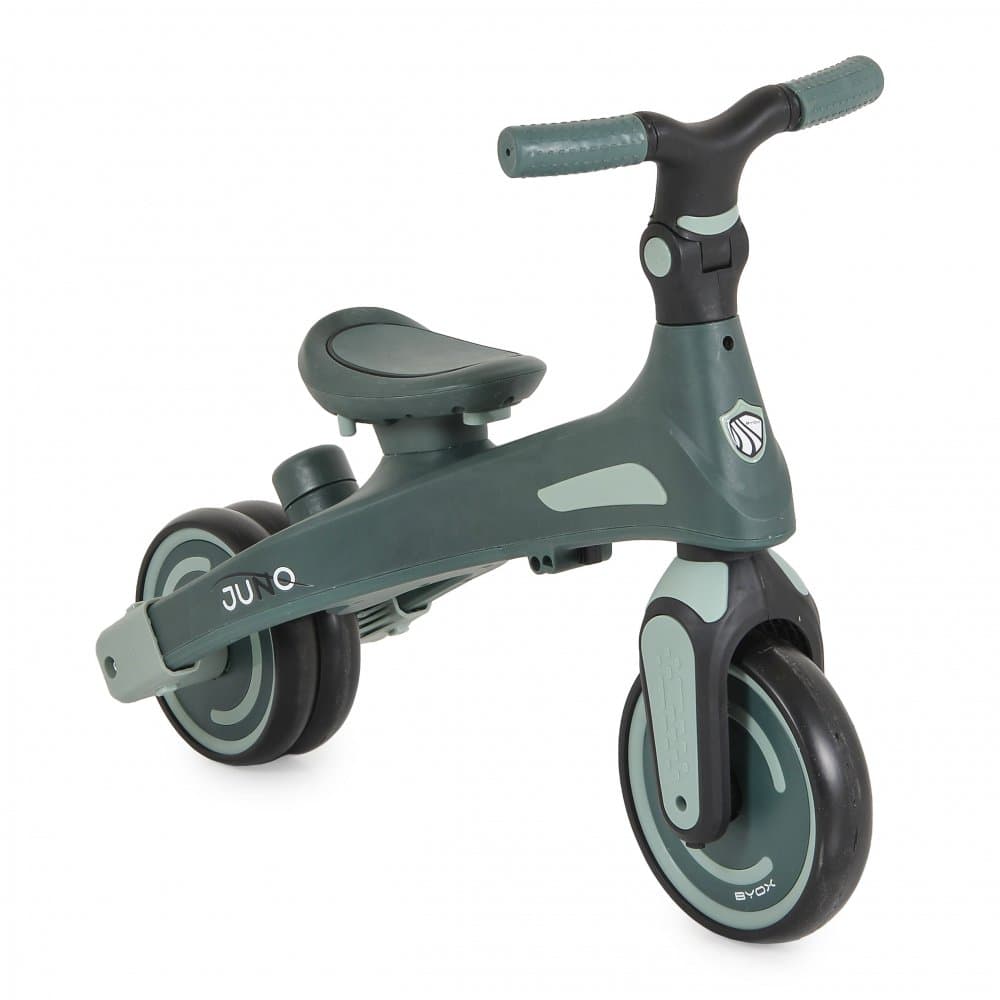 Tricicleta pentru copii 3in1 Byox Juno Green Multifunctionala,Scaun rotativ,Spatar reglabil cu pozitie somn,Maner parinte reglabil 4pozitii,Roti EVA,Capotina reglabila,Centura siguranta,Ghidon reglabil,Recomandat de la 12luni