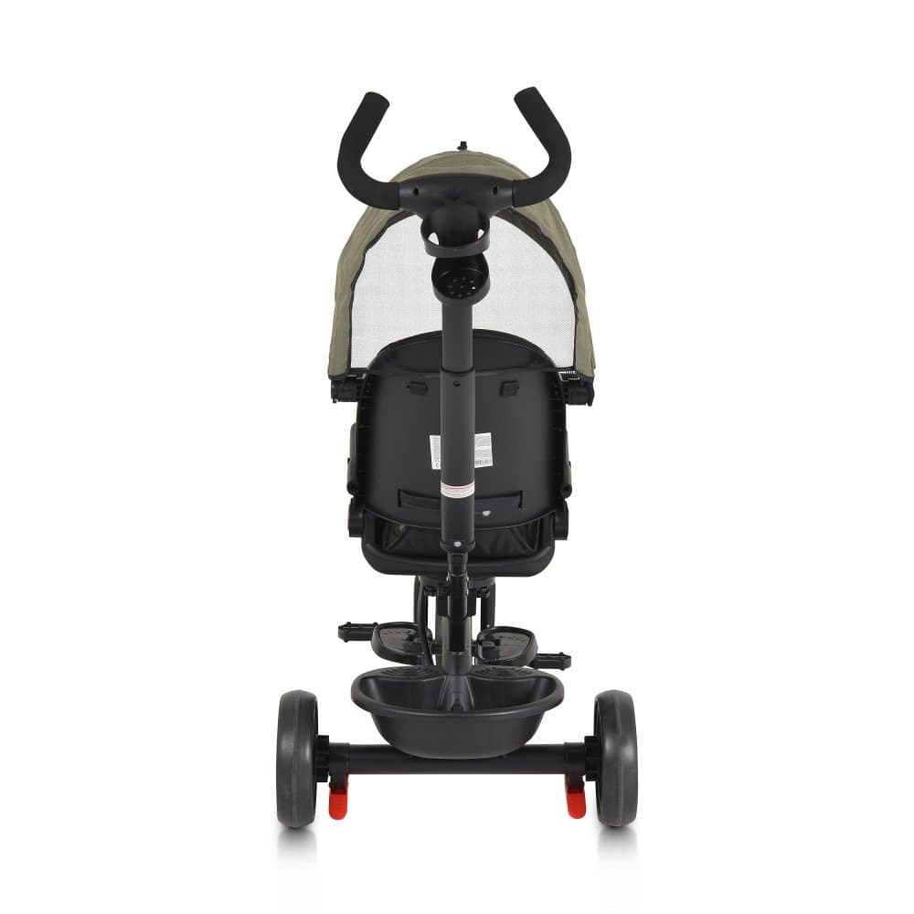 Tricicleta pentru copii Byox Summer Green cu roti Eva, maner parental detasabil, scaun rotativ, spatar reglabil si suport picioare