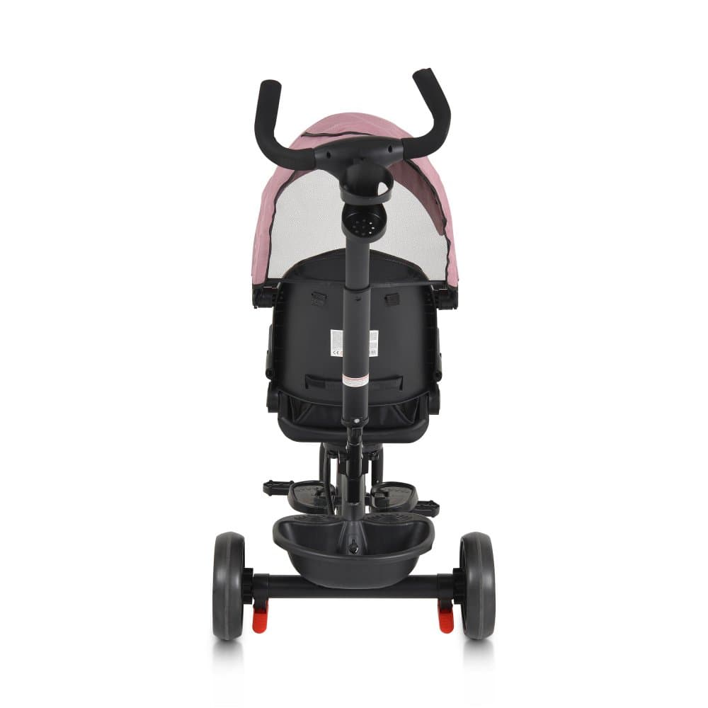 Tricicleta pentru copii Byox Summer Pink cu roti Eva, maner parental detasabil, scaun rotativ, spatar reglabil si suport picioare