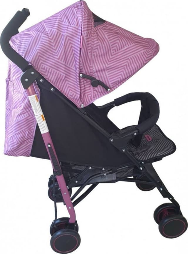 Carucior pentru copii Baby Care Pro 803B Fucsia cu imprimeu, pliere tip umbrela, Sport, Spatar reglabil in 7 trepte, Pozitie somn, Amortizoare, Cadru din aluminiu