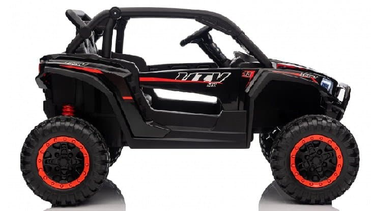 Masinuta electrica pentru copii Nichiduta Sport UTV KCK Black 4x4,Telecomanda 2.4G,Acumulator 24V 7Ah,4x4 400w,Roti din cauciuc EVA,Scaun din piele,Suspensii,Faruri cu lumini LED,Mufa USB,MP3,Bluetooth,Centura siguranta