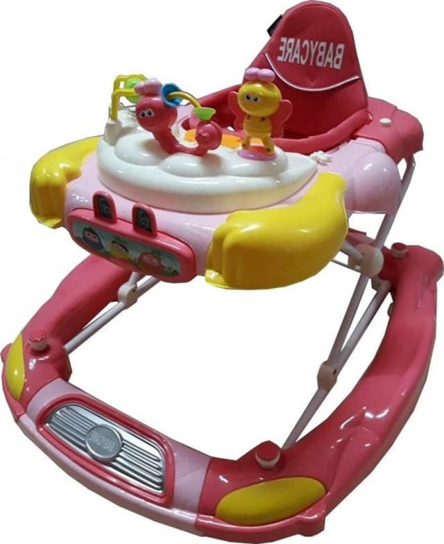 Premergator cu sistem de balansare Baby Care Bunny Roz cu sistem de balansare, 8 Roti, Pliabil, Cu Melodii
