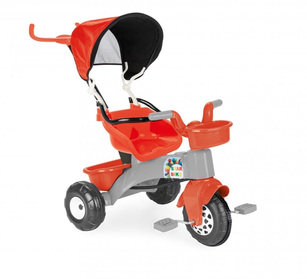 Tricicleta pentru copii Pilsan Star Red cu parasolar,maner parental detasabil,centura de siguranta,cosulet depozitare in fata si spate ,roata fata cu aparatoare noroi,sezut cu spatar, de la 2ani ,greutate suportata maxim 35kg