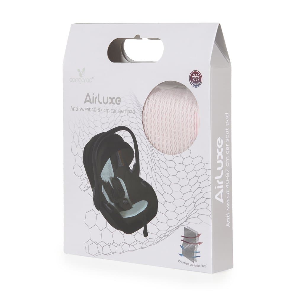 Protectie antitranspiratie Cangaroo AirLuxe Pink pentru scaun auto copii grupa 40-87 cm, material 3D special, reduce transpiratia