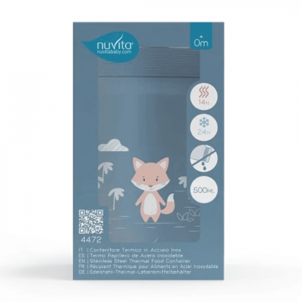Termos din otel inoxidabil Nuvita Powder Blue pentru alimente lichide si solide 500 ml