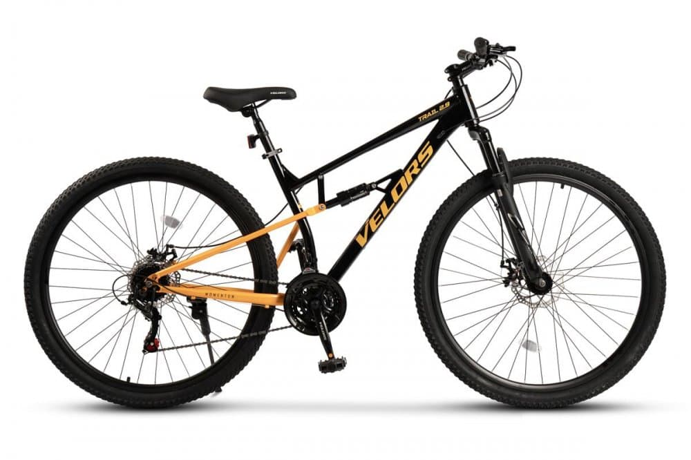 Bicicleta MTB-Full Suspension Velors Trail 2.9 V29271D NegruPortocaliu, roti 29 inch, greutate suportata 120 kg, inaltime utilizator 170-185 cm