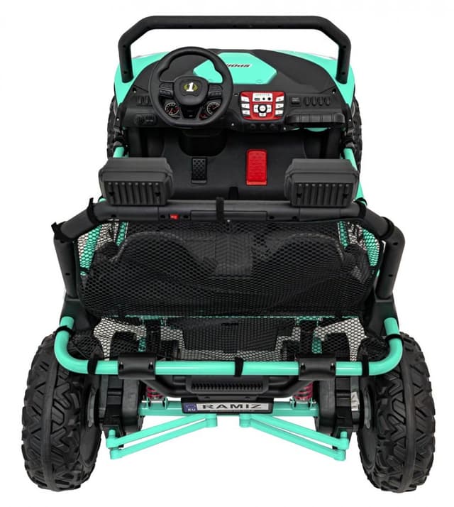 UTV electric pentru 2 copii Faster 4x4, cu 2 motoare 150W, baterie 24V10Ah, telecomanda 2.4 GHz, roti din spuma EVA, suspensii, pornire la buton, lumini LED frontale, cu MP3, USB, Radio, Bluetooth, pana la 59 kg