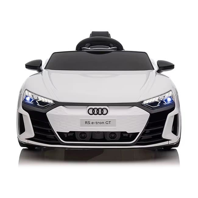 Masinuta electrica pentru copii cu licenta Audi RS E-Tron GT White,Scaun piele,Roti EVA, Acumulator 12V 4,5Ah,Incarcator inclus,Centura de siguranta,Lumini LED,Functie Slow Start,Afisaj cu indicator baterie,Usi cu deschidere