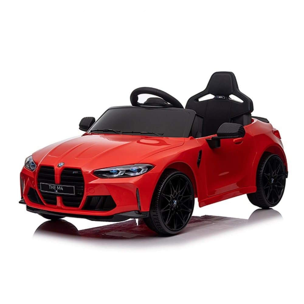 Masinuta electrica pentru copii BMW M4 Red 90W cu Licenta,Acumulator 12V,Telecomanda 2.4G,Roti EVA,Deschidere usi,Unitate audio MP3USB,Pornire la buton,Lumini LED,Acumulator 12V7Ah,Sistem troller,Indicator baterie,Suspensii