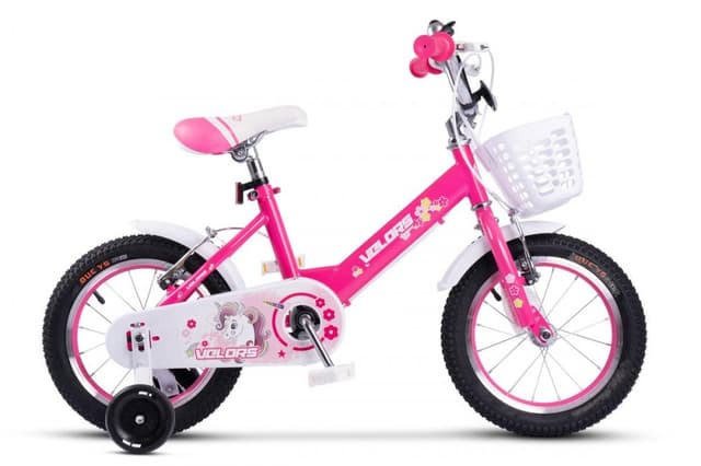 Bicicleta pentru copii 2-4 ani Velors V1202A Fucsia, Roti 12 Inch, Frane fataspate V-Brake, Roti ajutatoare