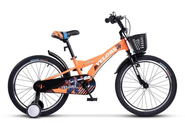 Bicicleta pentru copii Velors V1801A Portocaliu, roti 18 inch, varsta 5-7 ani, inaltime utilizator 110-125 cm, greutate suportata 80 kg