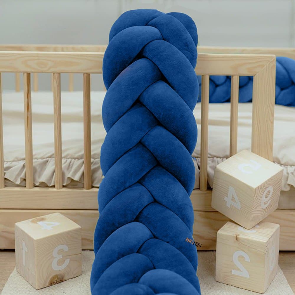 Protectie de pat impletita, MiniMini, Velvet Magic, Albastru Royal, 200 cm