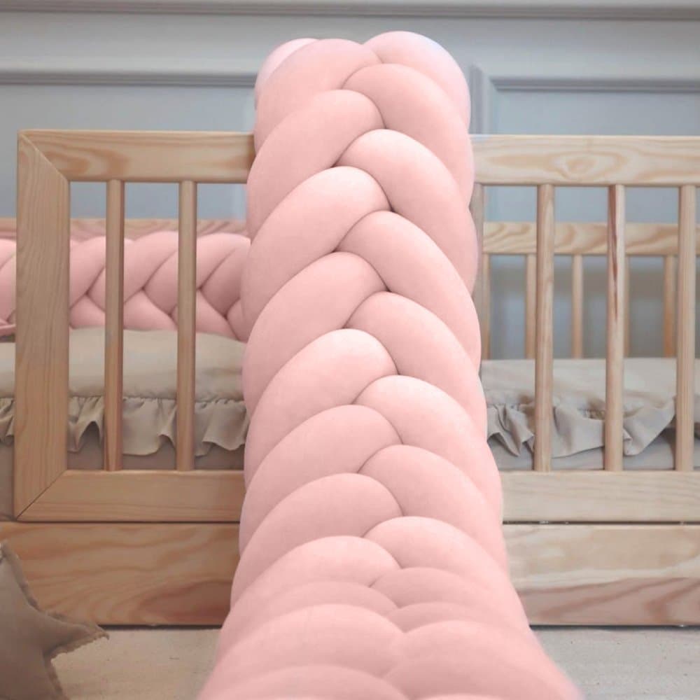 Protectie de pat impletita, MiniMini, Velvet Magic, Somon, 200 cm